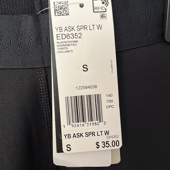 Brand New Adidas Climawarm Black Tights Sporty Stretch Leggings Blue Graphics - Picture 5 of 15